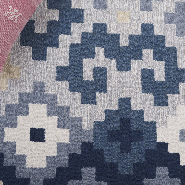 Safavieh Metro Hand-tufted Area Rug In Blue And Ivory - Contemporary Design With Luxurious Comfort For Your Home Blue ,Ivory 80% Wool,20% Cotton Met380m-3