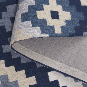 Safavieh Metro Hand-tufted Area Rug In Blue And Ivory - Contemporary Design With Luxurious Comfort For Your Home Blue ,Ivory 80% Wool,20% Cotton Met380m-3