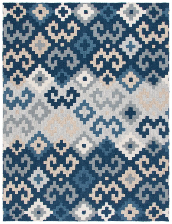 Safavieh Metro Hand-tufted Area Rug In Blue And Ivory - Contemporary Design With Luxurious Comfort For Your Home Blue ,Ivory 80% Wool,20% Cotton Met380m-3
