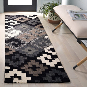 Safavieh Metro Hand-tufted Area Rug In Blue And Ivory - Contemporary Design With Luxurious Comfort For Your Home Black ,Ivory 80% Wool,20% Cotton Met380z-6sq