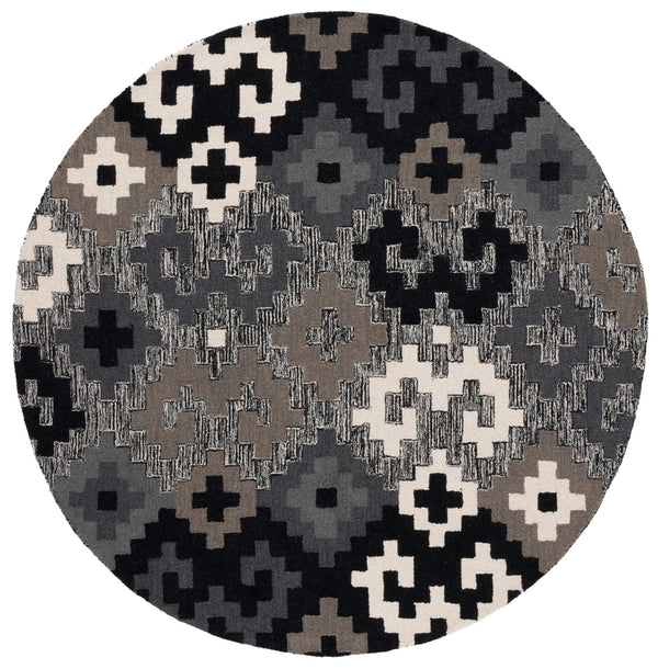 Safavieh Metro Hand-tufted Area Rug In Blue And Ivory - Contemporary Design With Luxurious Comfort For Your Home Black ,Ivory 80% Wool,20% Cotton Met380z-6sq