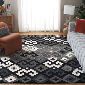 Safavieh Metro Hand-tufted Area Rug In Blue And Ivory - Contemporary Design With Luxurious Comfort For Your Home Black ,Ivory 80% Wool,20% Cotton Met380z-6sq