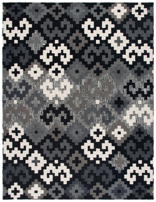 Safavieh Metro Hand-tufted Area Rug In Blue And Ivory - Contemporary Design With Luxurious Comfort For Your Home Black ,Ivory 80% Wool,20% Cotton Met380z-6sq