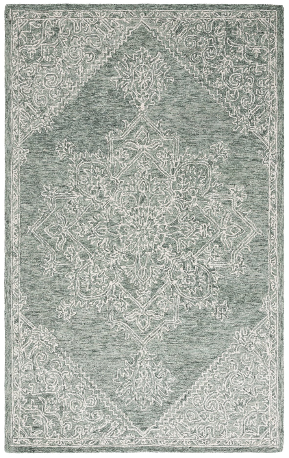 Safavieh Metro Hand Tufted Wool-cotton Blend Area Rug - Luxurious Comfort & Timeless Elegance For Any Room Green ,Ivory 80% Wool,20% Cotton Met381y-6r