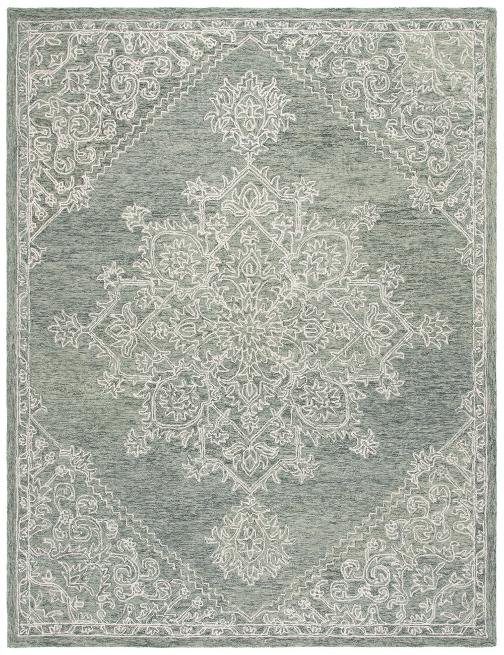Safavieh Metro Hand Tufted Wool-cotton Blend Area Rug - Luxurious Comfort & Timeless Elegance For Any Room Green ,Ivory 80% Wool,20% Cotton Met381y-6r