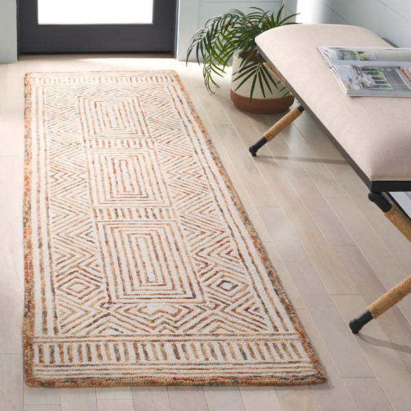 Safavieh Metro Exquisite Hand-tufted Area Rug - Modern Geometric Design In Premium Wool-cotton Blend Elegance Ivory ,Rust 80% Wool,20% Cotton Met382a-3