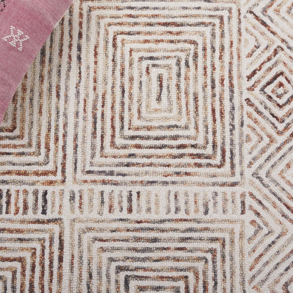 Safavieh Metro Exquisite Hand-tufted Area Rug - Modern Geometric Design In Premium Wool-cotton Blend Elegance Ivory ,Rust 80% Wool,20% Cotton Met382a-3