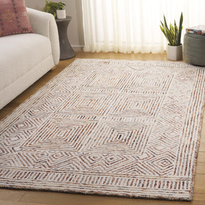 Safavieh Metro Exquisite Hand-tufted Area Rug - Modern Geometric Design In Premium Wool-cotton Blend Elegance Ivory ,Rust 80% Wool,20% Cotton Met382a-3