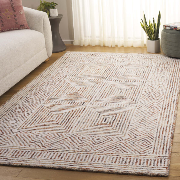 Safavieh Metro Exquisite Hand-tufted Area Rug - Modern Geometric Design In Premium Wool-cotton Blend Elegance Ivory ,Rust 80% Wool,20% Cotton Met382a-3