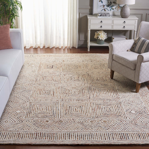 Safavieh Metro Exquisite Hand-tufted Area Rug - Modern Geometric Design In Premium Wool-cotton Blend Elegance Ivory ,Rust 80% Wool,20% Cotton Met382a-3