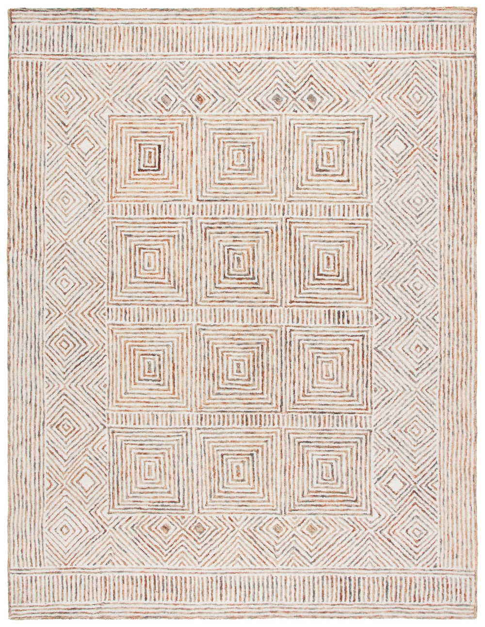 Safavieh Metro Exquisite Hand-tufted Area Rug - Modern Geometric Design In Premium Wool-cotton Blend Elegance Ivory ,Rust 80% Wool,20% Cotton Met382a-3