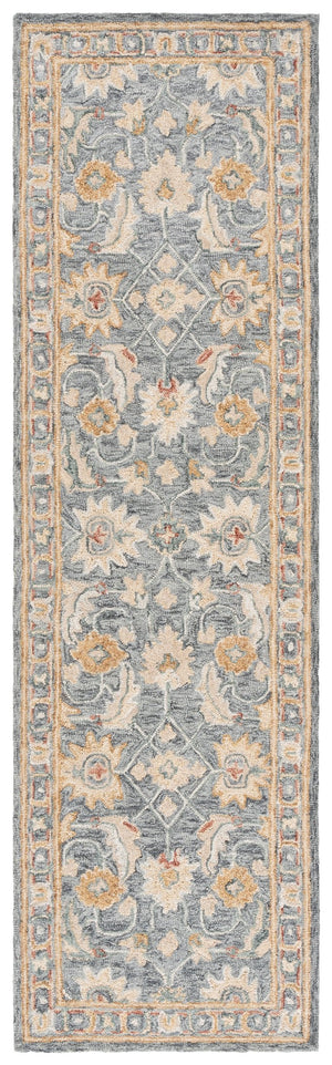 Safavieh Metro Handtufted Wool-cotton Runner Rug - Artisanal Floral Design For Elegant Home Decor Accents Grey ,Beige 80% Wool 20% Cotton Met383f-28
