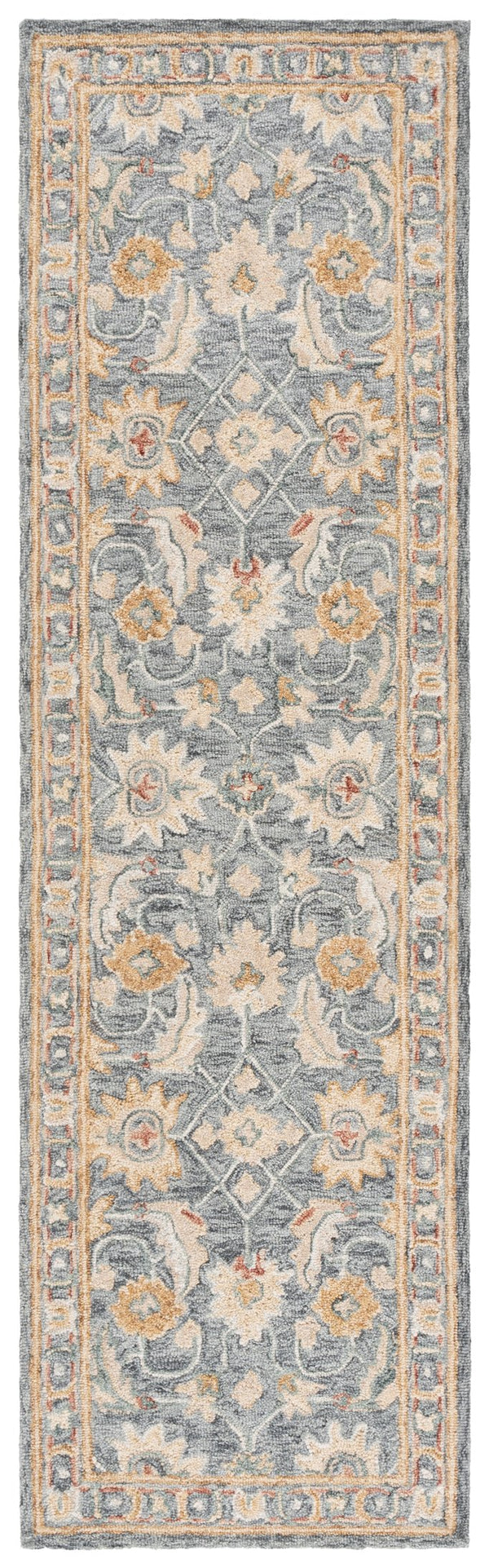 Safavieh Metro Handtufted Wool-cotton Runner Rug - Artisanal Floral Design For Elegant Home Decor Accents Grey ,Beige 80% Wool 20% Cotton Met383f-28