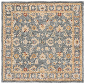 Safavieh Metro Handtufted Wool-cotton Runner Rug - Artisanal Floral Design For Elegant Home Decor Accents Grey ,Beige 80% Wool 20% Cotton Met383f-6sq