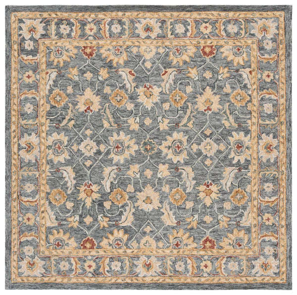 Safavieh Metro Handtufted Wool-cotton Runner Rug - Artisanal Floral Design For Elegant Home Decor Accents Grey ,Beige 80% Wool 20% Cotton Met383f-6sq