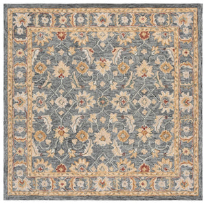 Safavieh Metro Handcrafted Area Rug - Luxurious Wool Blend With Elegant Floral And Geometric Motifs, 80% Wool Grey ,Beige 80% Wool 20% Cotton Met383f-3