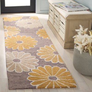 Safavieh Metro Handtufted Runner Rug With Floral Pattern - Luxurious Wool Blend For Elegant Home Decor Dark Grey ,Beige 80% Wool 20% Cotton Met384h-28