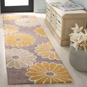 Safavieh Metro Handtufted Area Rug In Elegant Floral Design - Luxurious Wool & Cotton For Cozy Spaces Dark Grey ,Beige 80% Wool 20% Cotton Met384h-6