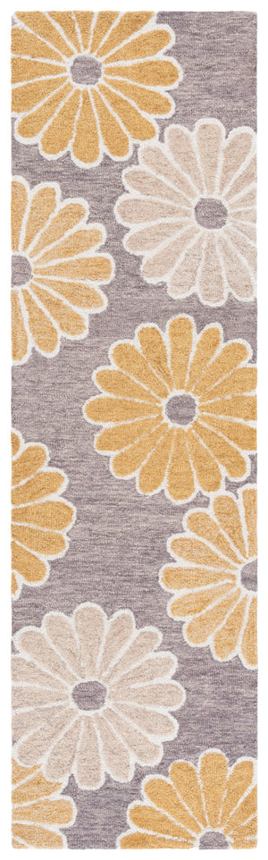 Safavieh Metro Handtufted Area Rug In Elegant Floral Design - Luxurious Wool & Cotton For Cozy Spaces Dark Grey ,Beige 80% Wool 20% Cotton Met384h-6