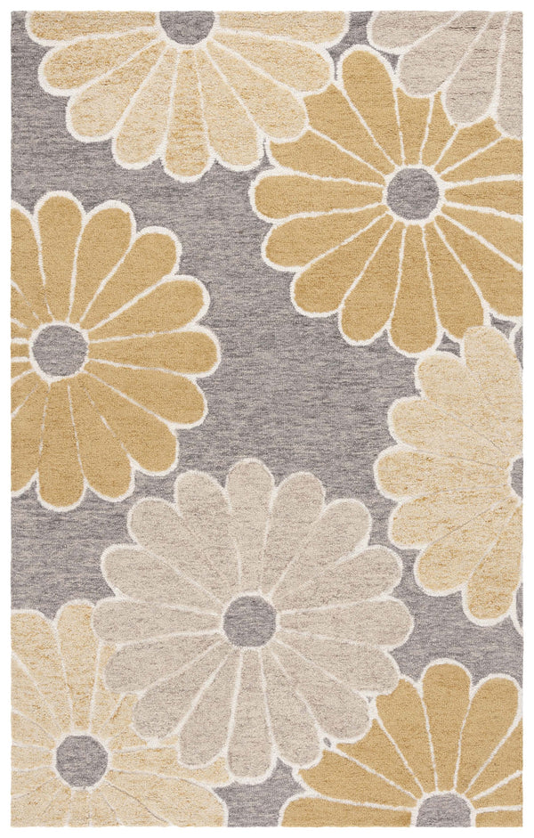 Safavieh Metro Handtufted Runner Rug With Floral Pattern - Luxurious Wool Blend For Elegant Home Decor Dark Grey ,Beige 80% Wool 20% Cotton Met384h-5
