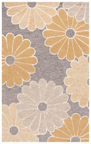 Safavieh Metro Handtufted Area Rug In Elegant Floral Design - Luxurious Wool & Cotton For Cozy Spaces Dark Grey ,Beige 80% Wool 20% Cotton Met384h-6