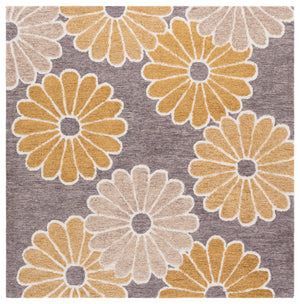 Safavieh Metro Handtufted Area Rug In Elegant Floral Design - Luxurious Wool & Cotton For Cozy Spaces Dark Grey ,Beige 80% Wool 20% Cotton Met384h-6