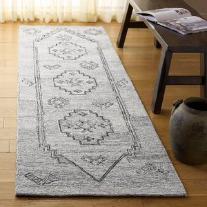 Safavieh Metro Hand-tufted Runner Rug - Timeless Artisanal Charm, Luxurious Comfort, And Chic Geometric Design Grey ,Black 80% Wool 20% Cotton Met385f-28