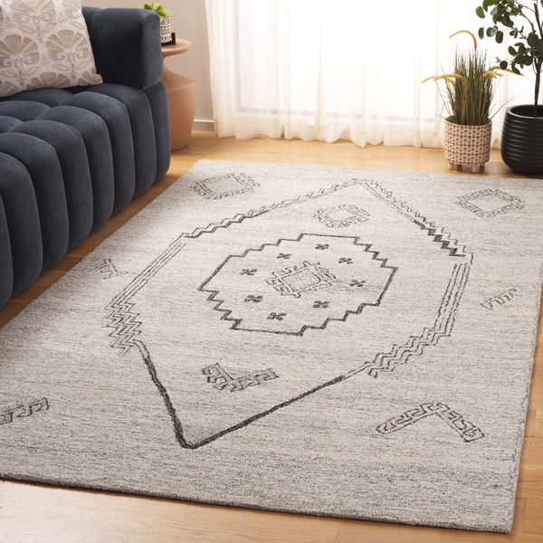 Safavieh Metro Handcrafted Wool And Cotton Area Rug - Elegant Geometric Design For Timeless Home Decor Style Grey ,Black 80% Wool 20% Cotton Met385f-4