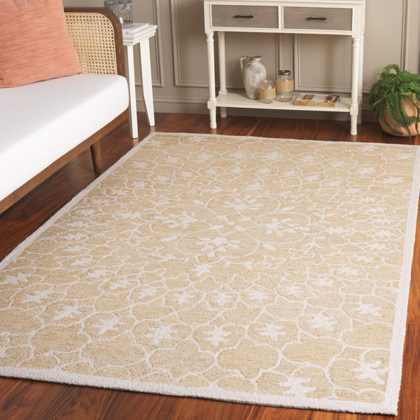 Safavieh Metro Handtufted Wool-cotton Blend Area Rug – Elegant Floral Design For Timeless Home Décor Gold ,Ivory 80% Wool 20% Cotton Met386c-3