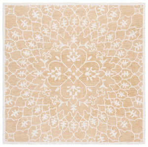 Safavieh Metro Handcrafted Runner Rug - Luxurious Wool-cotton Blend With Elegant Floral Motifs For Home Decor Gold ,Ivory 80% Wool 20% Cotton Met386c-6sq