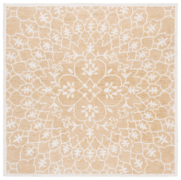 Safavieh Metro Handcrafted Runner Rug - Luxurious Wool-cotton Blend With Elegant Floral Motifs For Home Decor Gold ,Ivory 80% Wool 20% Cotton Met386c-6sq