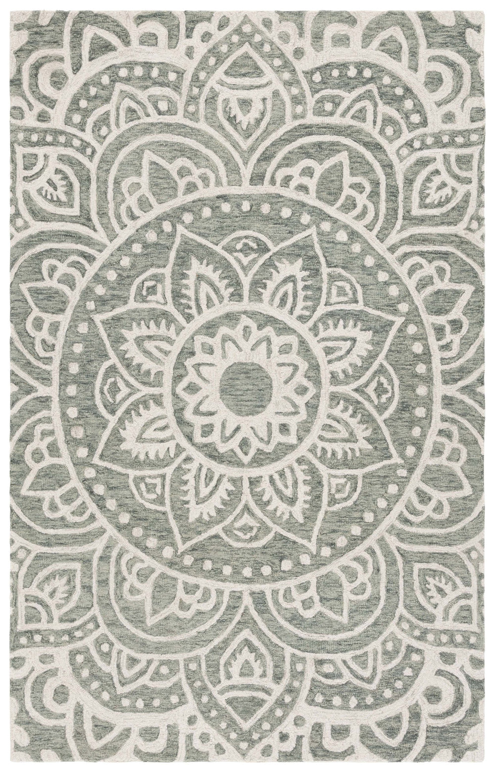 Safavieh Metro Handtufted Runner Rug - Elegant Floral Design For Hallways, Crafted From Luxurious Wool Blend Green ,Ivory 80% Wool 20% Cotton Met387y-6sq