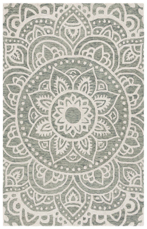 Safavieh Metro Handtufted Runner Rug - Elegant Floral Design For Hallways, Crafted From Luxurious Wool Blend Green ,Ivory 80% Wool 20% Cotton Met387y-5