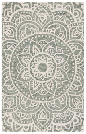 Safavieh Metro Exquisite Handtufted Area Rug With Floral Motifs – Elevate Your Home Décor With Timeless Elegance Green ,Ivory 80% Wool 20% Cotton Met387y-6