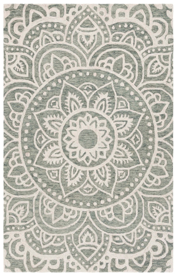 Safavieh Metro Exquisite Handtufted Area Rug With Floral Motifs – Elevate Your Home Décor With Timeless Elegance Green ,Ivory 80% Wool 20% Cotton Met387y-6