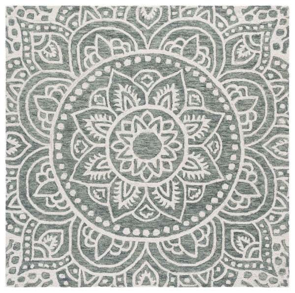 Safavieh Metro Exquisite Handtufted Area Rug With Floral Motifs – Elevate Your Home Décor With Timeless Elegance Green ,Ivory 80% Wool 20% Cotton Met387y-6