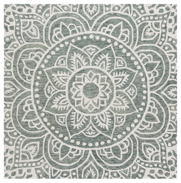 Safavieh Metro Exquisite Handtufted Area Rug With Floral Motifs – Elevate Your Home Décor With Timeless Elegance Green ,Ivory 80% Wool 20% Cotton Met387y-6