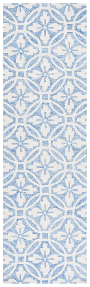 Safavieh Metro Handtufted Wool-cotton Blend Area Rug - Elegant Floral Motifs For Timeless Home Décor Ivory ,Blue 80% Wool 20% Cotton Met388m-8