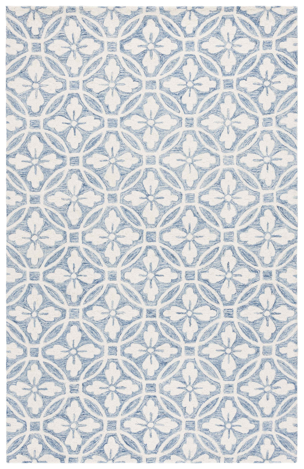 Safavieh Metro Handtufted Runner Rug - Elegant Wool And Cotton Blend With Lattice Floral Design For Home Decor Ivory ,Blue 80% Wool 20% Cotton Met388m-5