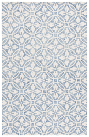Safavieh Metro Handtufted Runner Rug - Elegant Wool And Cotton Blend With Lattice Floral Design For Home Decor Ivory ,Blue 80% Wool 20% Cotton Met388m-5