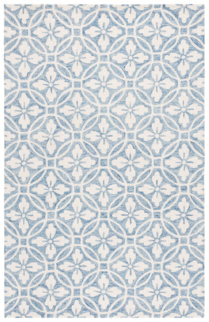 Safavieh Metro Handtufted Wool-cotton Blend Area Rug - Elegant Floral Motifs For Timeless Home Décor Ivory ,Blue 80% Wool 20% Cotton Met388m-8