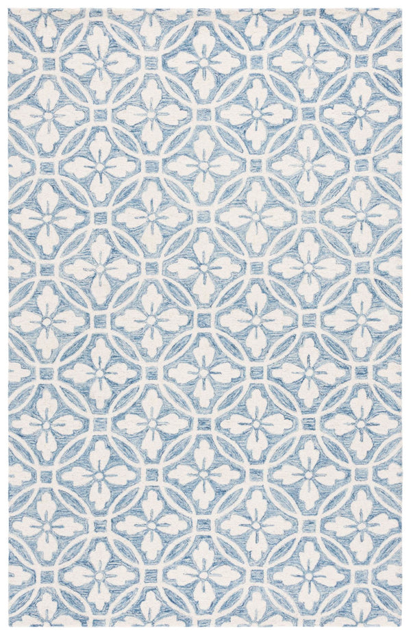 Safavieh Metro Handtufted Wool-cotton Blend Area Rug - Elegant Floral Motifs For Timeless Home Décor Ivory ,Blue 80% Wool 20% Cotton Met388m-8