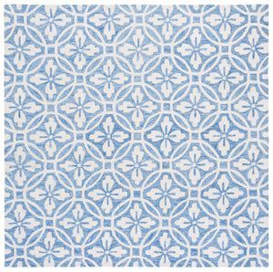 Safavieh Metro Handtufted Runner Rug - Elegant Wool And Cotton Blend With Lattice Floral Design For Home Decor Ivory ,Blue 80% Wool 20% Cotton Met388m-6sq