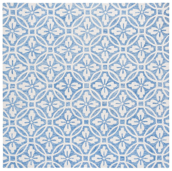Safavieh Metro Handtufted Runner Rug - Elegant Wool And Cotton Blend With Lattice Floral Design For Home Decor Ivory ,Blue 80% Wool 20% Cotton Met388m-6sq