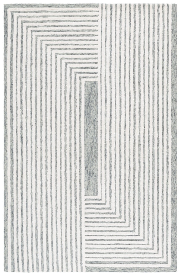 Safavieh Metro Hand-Tufted Geometric Green Ivory Rug — Wool-Cotton Blend, Durable Soft Pile For Living Rooms 8'-0" x 10'-0" MET389Y-8