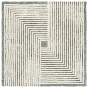 Safavieh Metro Hand-Tufted Geometric Green Ivory Rug — Wool-Cotton Blend, Durable Soft Pile For Living Rooms 8'-0" x 10'-0" MET389Y-8