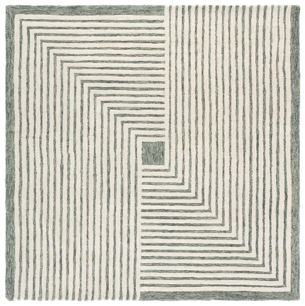 Safavieh Metro Hand-Tufted Geometric Green Ivory Rug — Wool-Cotton Blend, Durable Soft Pile For Living Rooms 8'-0" x 10'-0" MET389Y-8