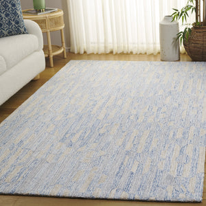 Safavieh Met390m Hand-Tufted Blue And Ivory Area Rug — Modern Wool-Cotton Square, Plush Low-Profile Durability 6'-0" x 6'-0" MET390M-6SQ