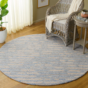 Safavieh Met390m Hand-Tufted Blue And Ivory Area Rug — Modern Wool-Cotton Square, Plush Low-Profile Durability 6'-0" x 6'-0" MET390M-6SQ
