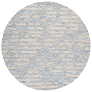 Safavieh Met390m Hand-Tufted Blue And Ivory Area Rug — Modern Wool-Cotton Square, Plush Low-Profile Durability 6'-0" x 6'-0" MET390M-6SQ
